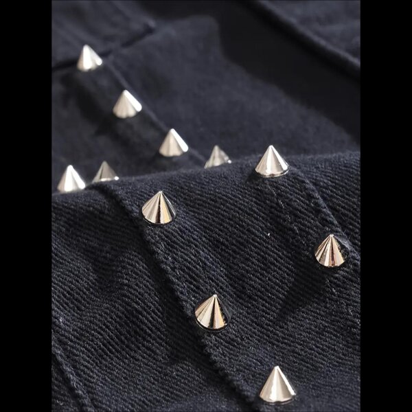 ROCK-HUS Weste Jeans Nieten Schwarz