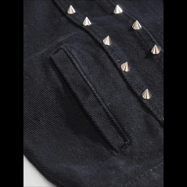 ROCK-HUS Weste Jeans Nieten Schwarz