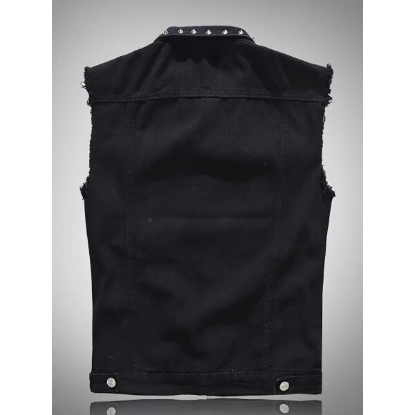 ROCK-HUS Weste Jeans Nieten Schwarz XL