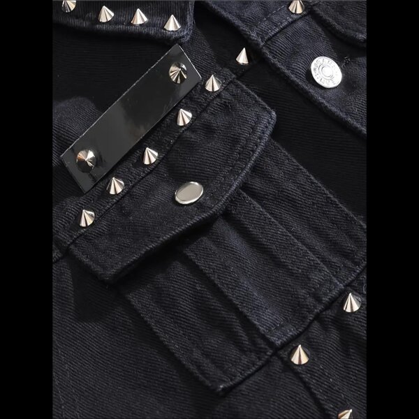 ROCK-HUS Weste Jeans Nieten Schwarz XL