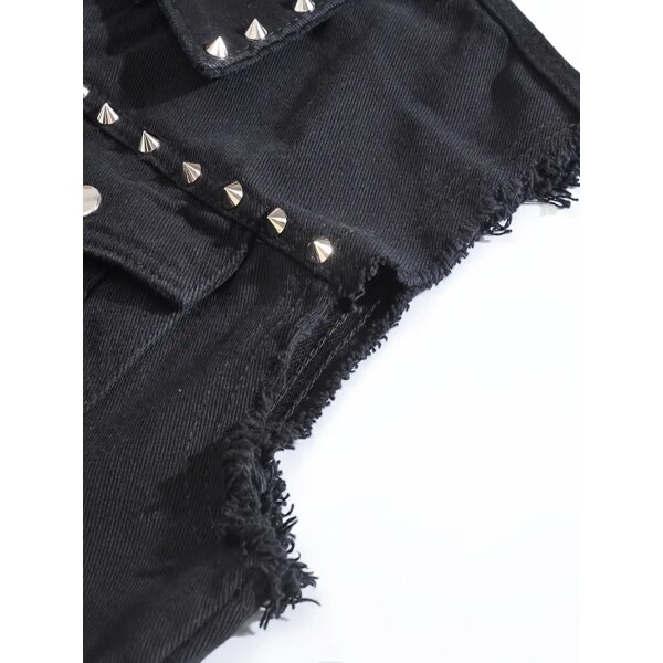 ROCK-HUS Weste Jeans Nieten Schwarz XL