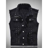 ROCK-HUS Weste Jeans Nieten Schwarz XL