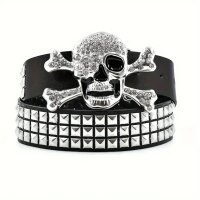 ROCK-HUS Gürtel Skull´n Bones Strass Schnalle...