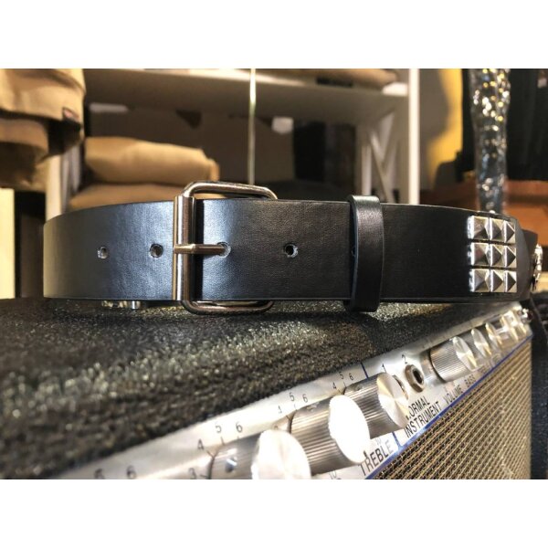 ROCK-HUS Gürtel Schwarz Skull´n Bones flach Nieten flach