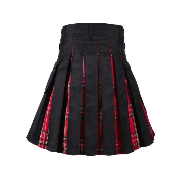 ROCK-HUS Kilt Schwarz mit rotem Tartan