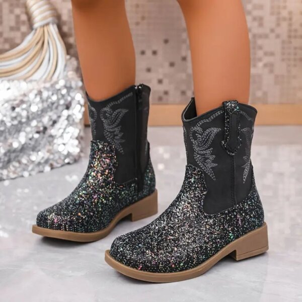 ROCK-HUS Cowboystiefel "Back in Black but with Glitter!"