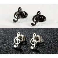 ROCK-HUS Ohrstecker Notenschlüssel Edelstahl
