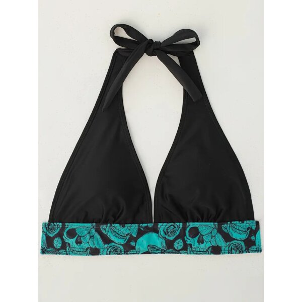 ROCK-HUS Bikini Panty Schwarz/Grün Skull - Butterfly - Roses