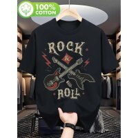 ROCK-HUS T-Shirt schwarz Rock & Roll Cross-Guitars