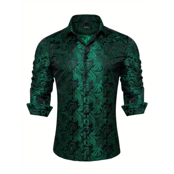 ROCK-HUS Hemd Brokat Style Schwarz-Grün dunkel