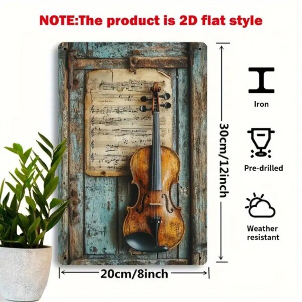 ROCK-HUS Metallschild Geige mit Noten