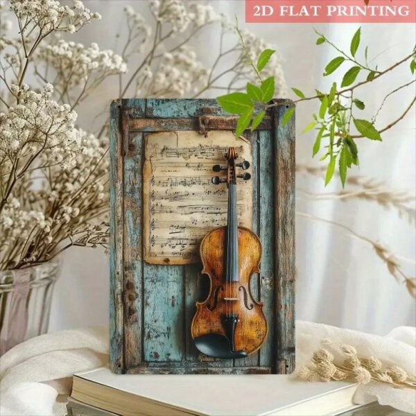 ROCK-HUS Metallschild Geige mit Noten