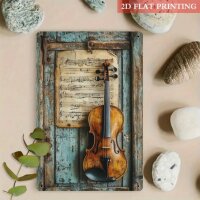 ROCK-HUS Metallschild Geige mit Noten