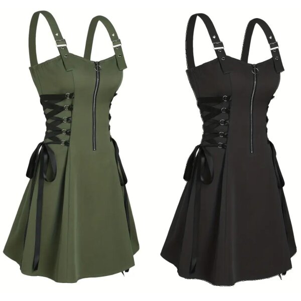 ROCK-HUS Kleid Schwarz oder Grün mit seitlicher Schnürung