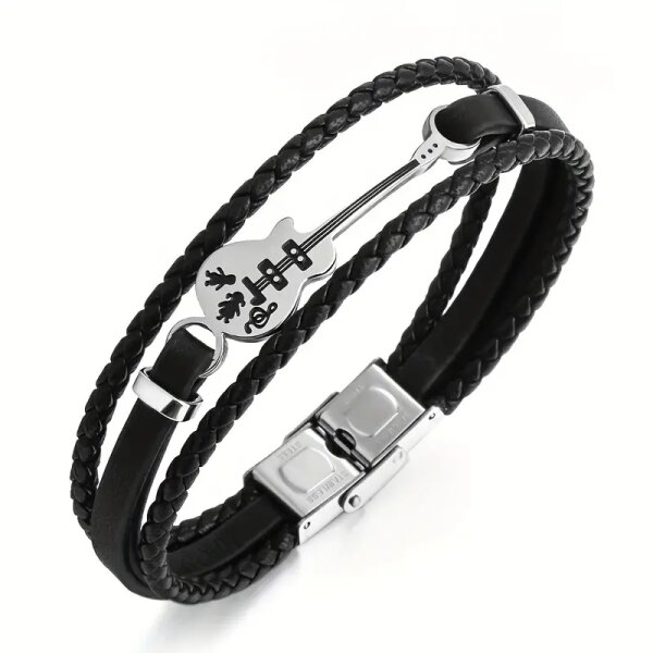 ROCK-HUS Armband Leder Gitarre Klappverschluss