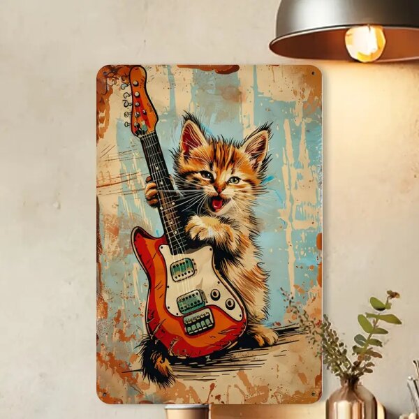 ROCK-HUS Blechschild 20x30 Katze spielt Jaguar