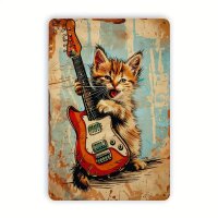 ROCK-HUS Blechschild 20x30 Katze spielt Jaguar