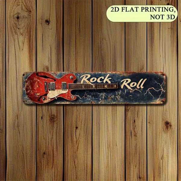 ROCK-HUS Blechschild Gitarre Rock Roll 40x10