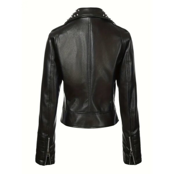 ROCK-HUS Biker-Style Jacke Damen mit Nietenkragen