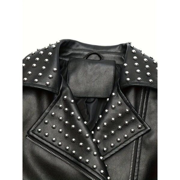 ROCK-HUS Biker-Style Jacke Damen mit Nietenkragen