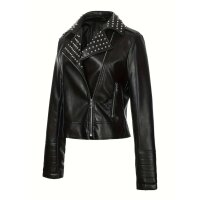 ROCK-HUS Biker-Style Jacke Damen mit Nietenkragen