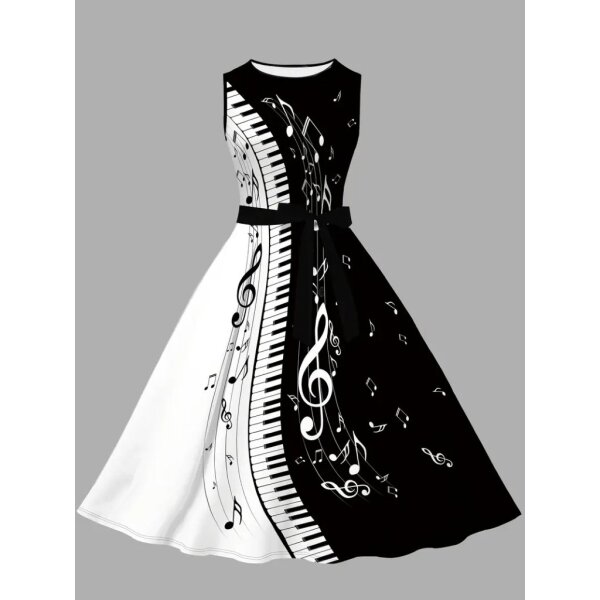 ROCK-HUS Kleid Swing the Music Schwarz Weiss