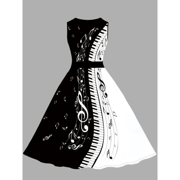 ROCK-HUS Kleid Swing the Music Schwarz Weiss