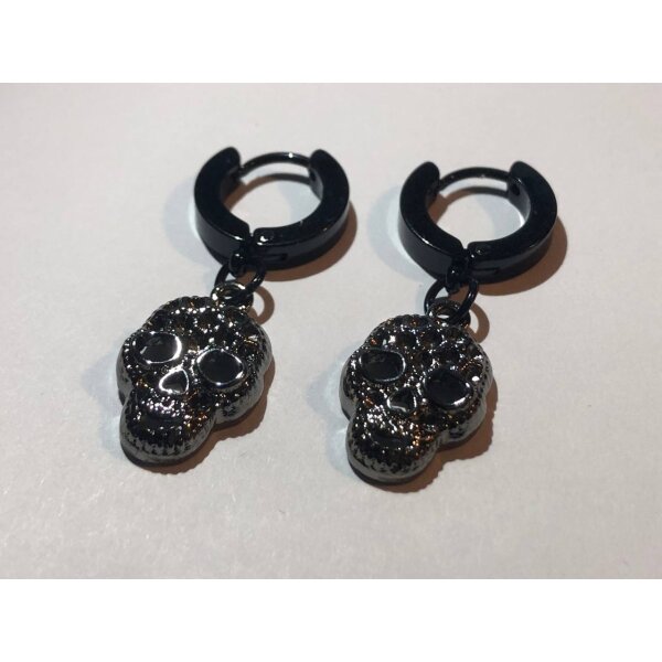 ROCK-HUS Ohrringe Skullanhänger Calavera schwarz Edelstahl