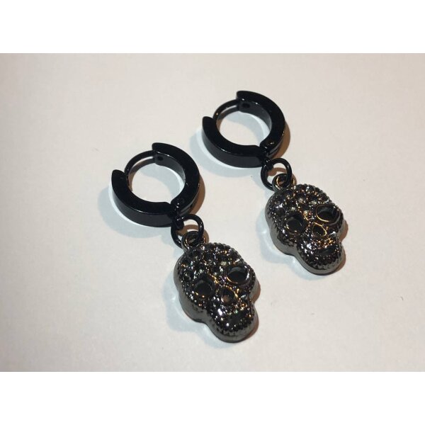 ROCK-HUS Ohrringe Skullanhänger Calavera schwarz Edelstahl