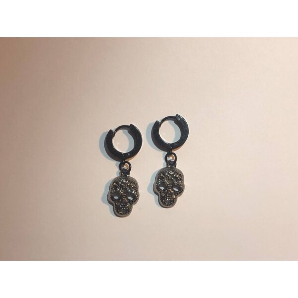 ROCK-HUS Ohrringe Skullanhänger Calavera schwarz Edelstahl