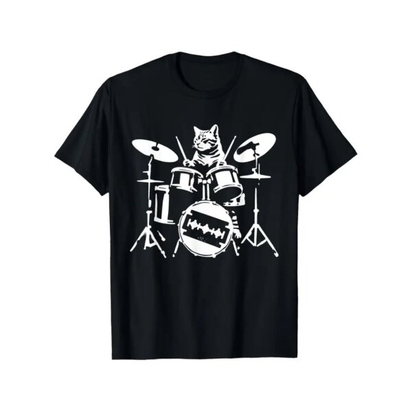 ROCK-HUS T-Shirt Katze am Schlagzeug
