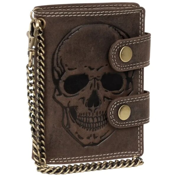 ROCK-HUS Geldbörse Portemonnaie Leder Totenkopf