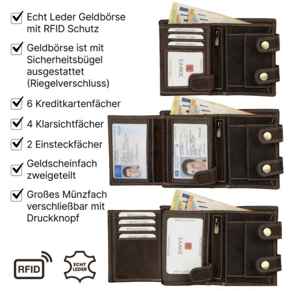 ROCK-HUS Geldbörse Portemonnaie Leder Totenkopf