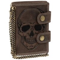 ROCK-HUS Geldbörse Portemonnaie Leder Totenkopf