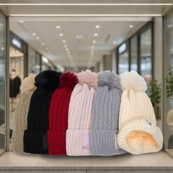 ROCK-HUS Strickmütze gefüttert mit Bommel und Headphone Patch