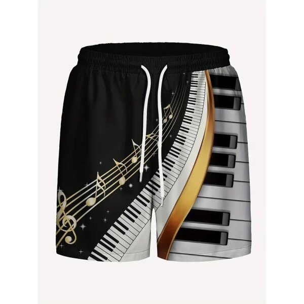 ROCK-HUS Herren Shorts - Badehose Klaviatur und Noten