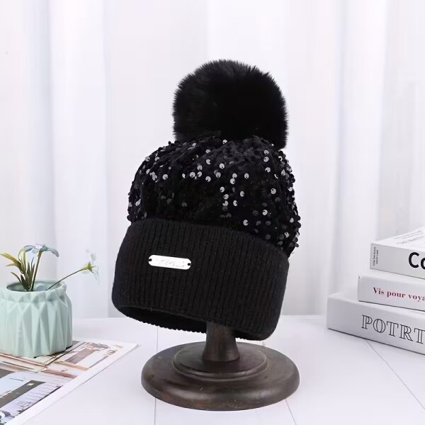 ROCK-HUS Glitzer-Bommelmütze