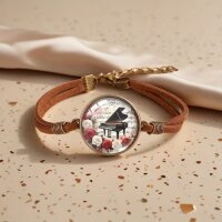ROCK-HUS Cabochon Armband Leder Piano