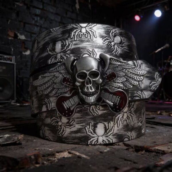ROCK-HUS Gürtel Spiders - Guitars´n Skull on Wings