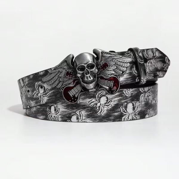 ROCK-HUS Gürtel Spiders - Guitars´n Skull on Wings
