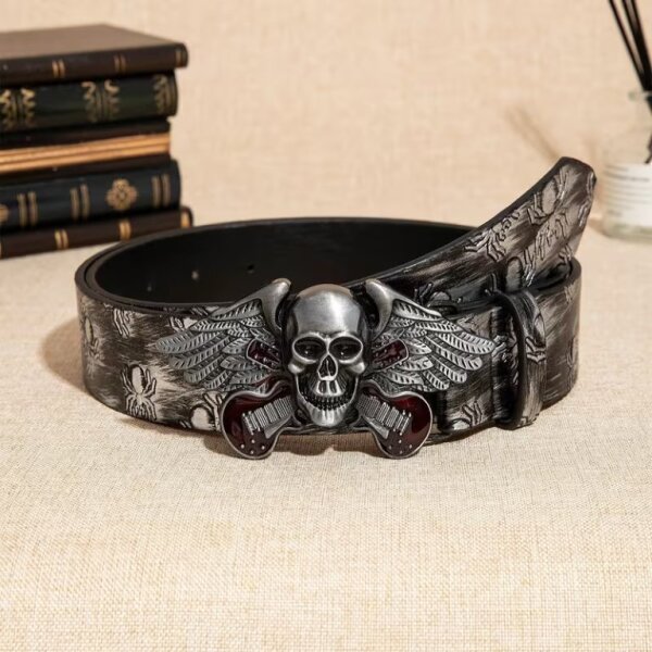 ROCK-HUS Gürtel Spiders - Guitars´n Skull on Wings