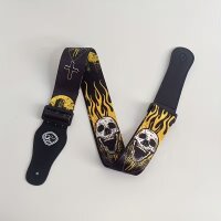 ROCK-HUS Gurt Skull on Flames Gelb