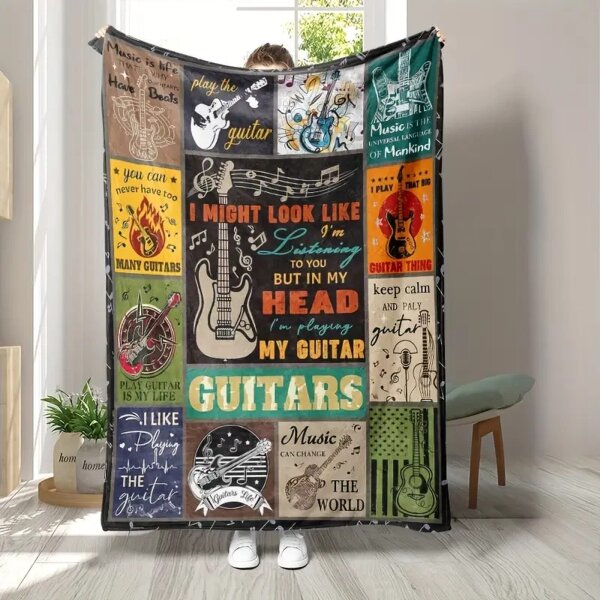 ROCK-HUS Decke Patchwork Gitarren