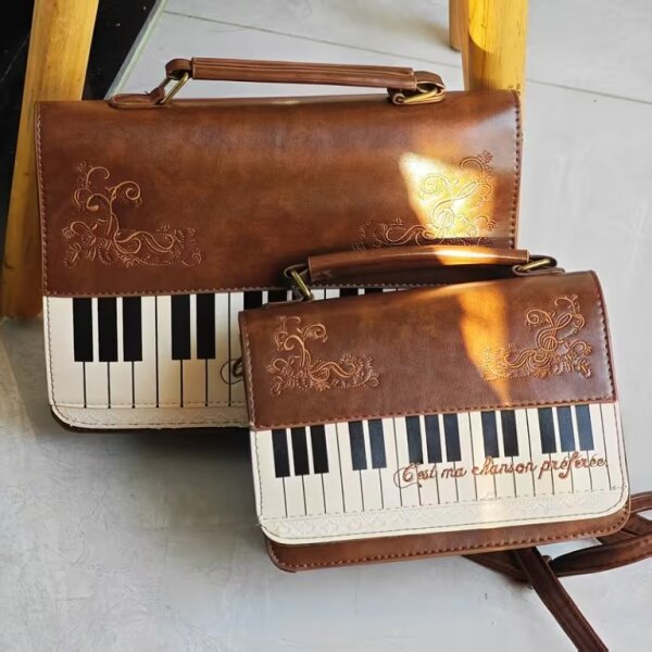 ROCK-HUS Handtasche Spitzensaum Klaviatur Rucksack