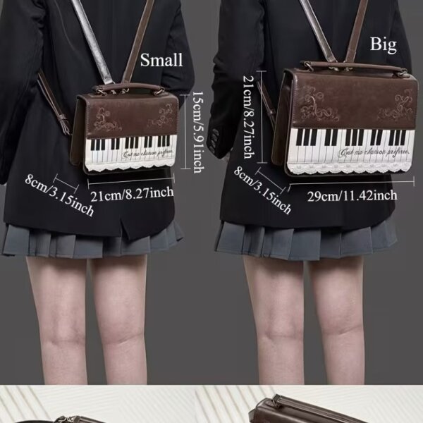 ROCK-HUS Handtasche Spitzensaum Klaviatur Rucksack