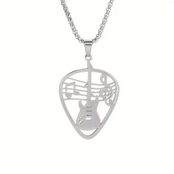 ROCK-HUS Kette mit Anhänger Plektrum, Gitarre, Notenschlüssel, Noten
