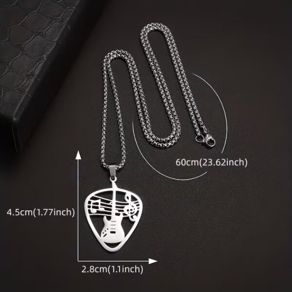 ROCK-HUS Kette mit Anhänger Plektrum, Gitarre, Notenschlüssel, Noten