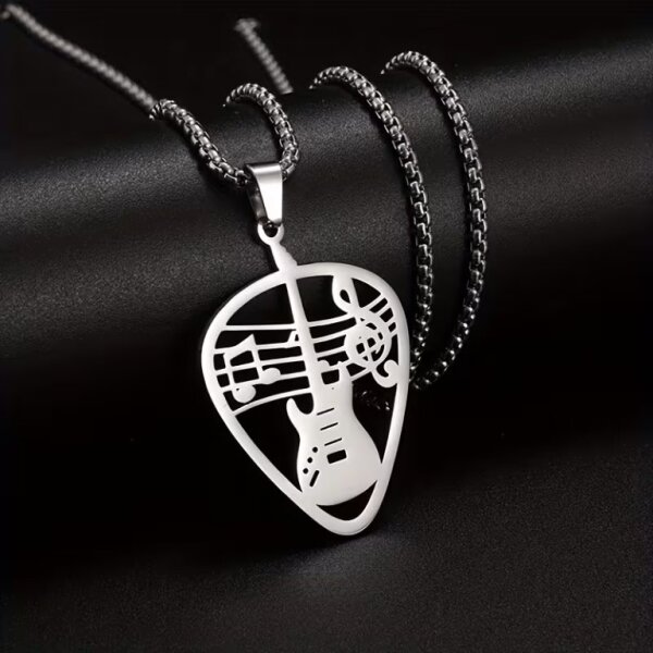 ROCK-HUS Kette mit Anhänger Plektrum, Gitarre, Notenschlüssel, Noten