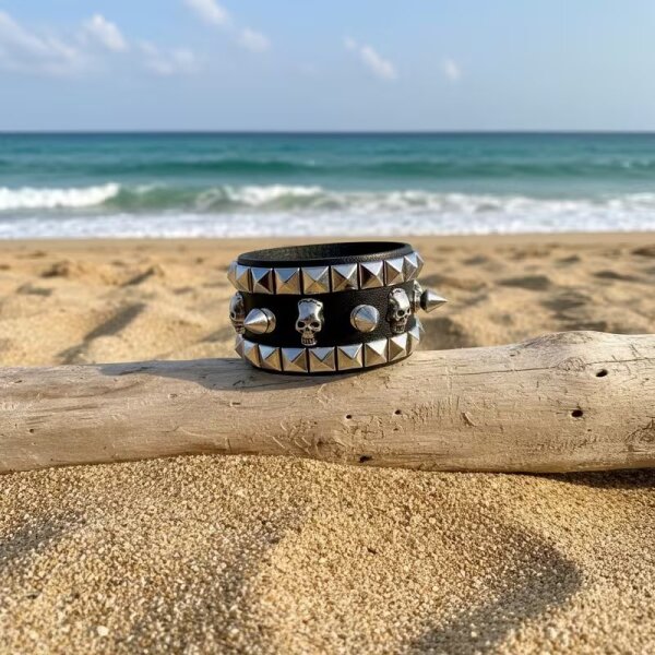 ROCK-HUS Armband Spike´n Skulls