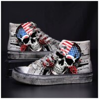 ROCK-HUS Herren Sneaker Totenkopf USA Weiss/Reliced